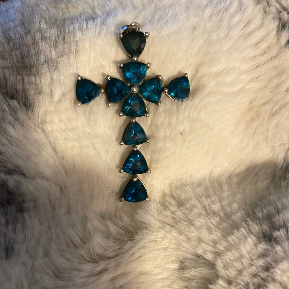 London blue topaz cross 1 3/4 in.